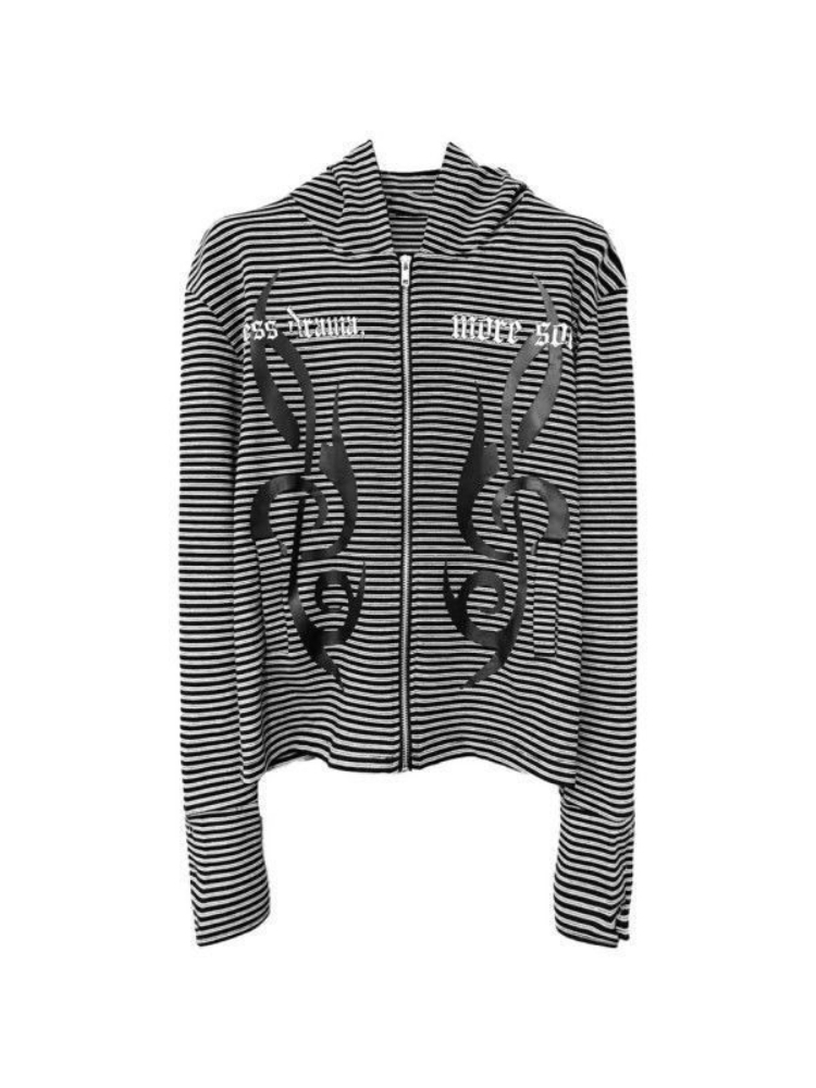 Men Women Gothic Style Striped - Vintage Zip Hoodie 评论和价格