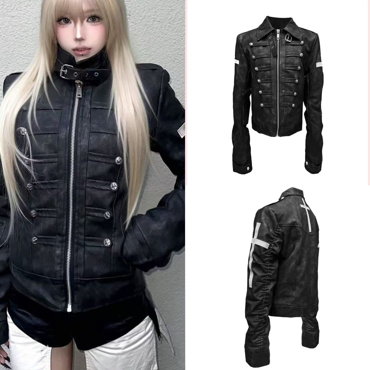 Y2k Grunge Punk Women Black Vi - Vintage Zip Hoodie 评论和价格