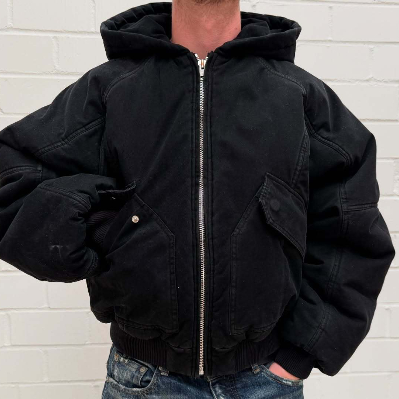 Men Oversized Washed Canvas Ho - Vintage Zip Hoodie 评论和价格
