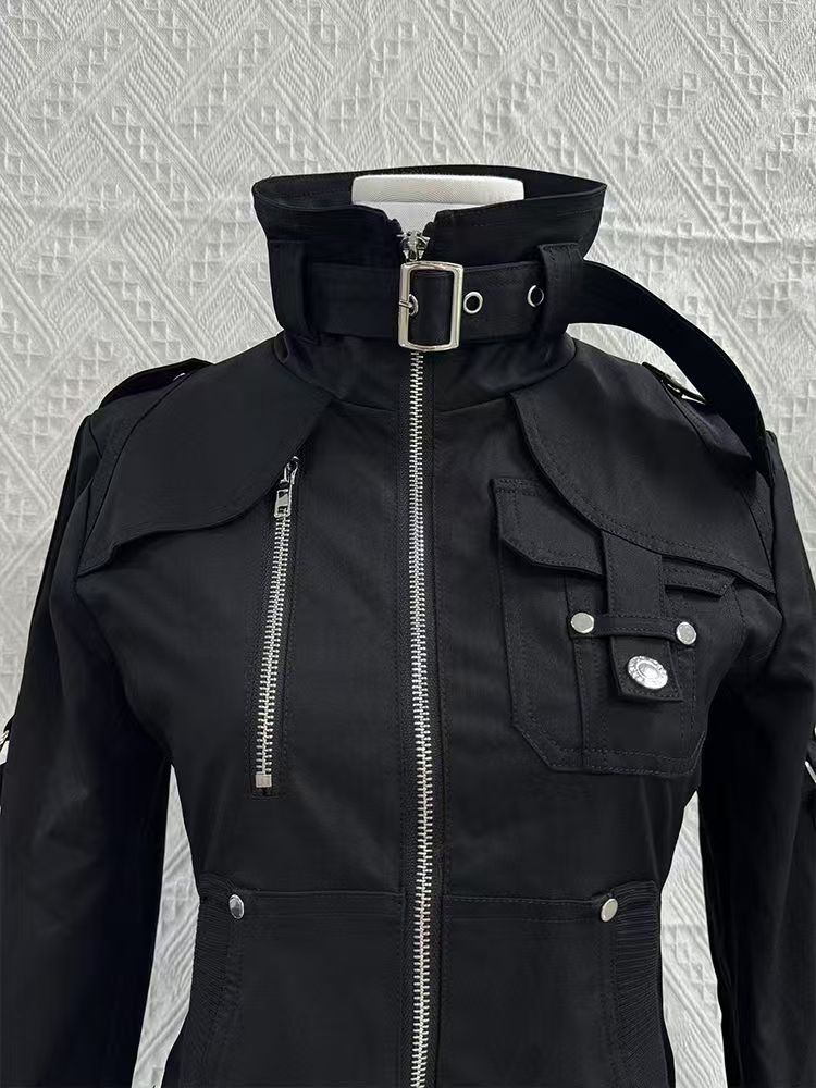 Y2K Gothic Black Slim Double Z - Vintage Zip Hoodie 评论和价格