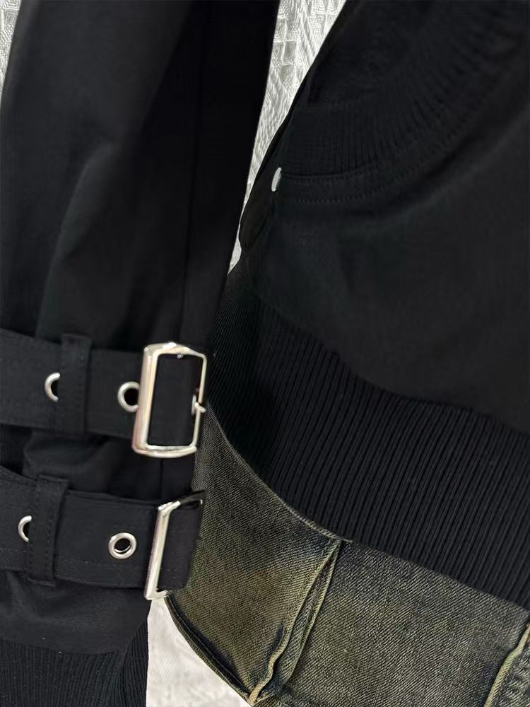 Y2K Gothic Black Slim Double Z - Vintage Zip Hoodie 评论和价格