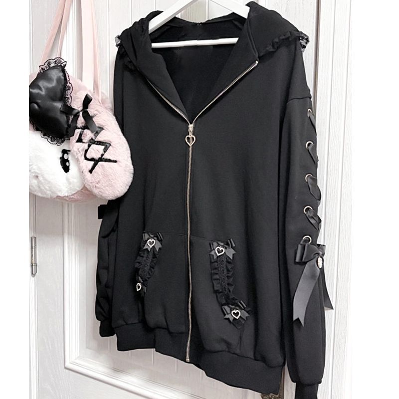Women Winter Rabbit Ears Lolit - Vintage Zip Hoodie 评论和价格