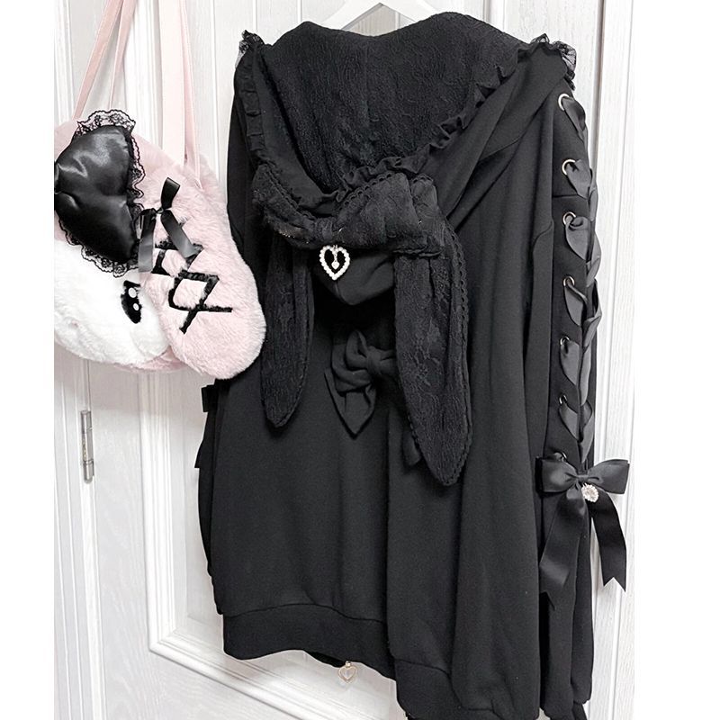 Women Winter Rabbit Ears Lolit - Vintage Zip Hoodie 评论和价格